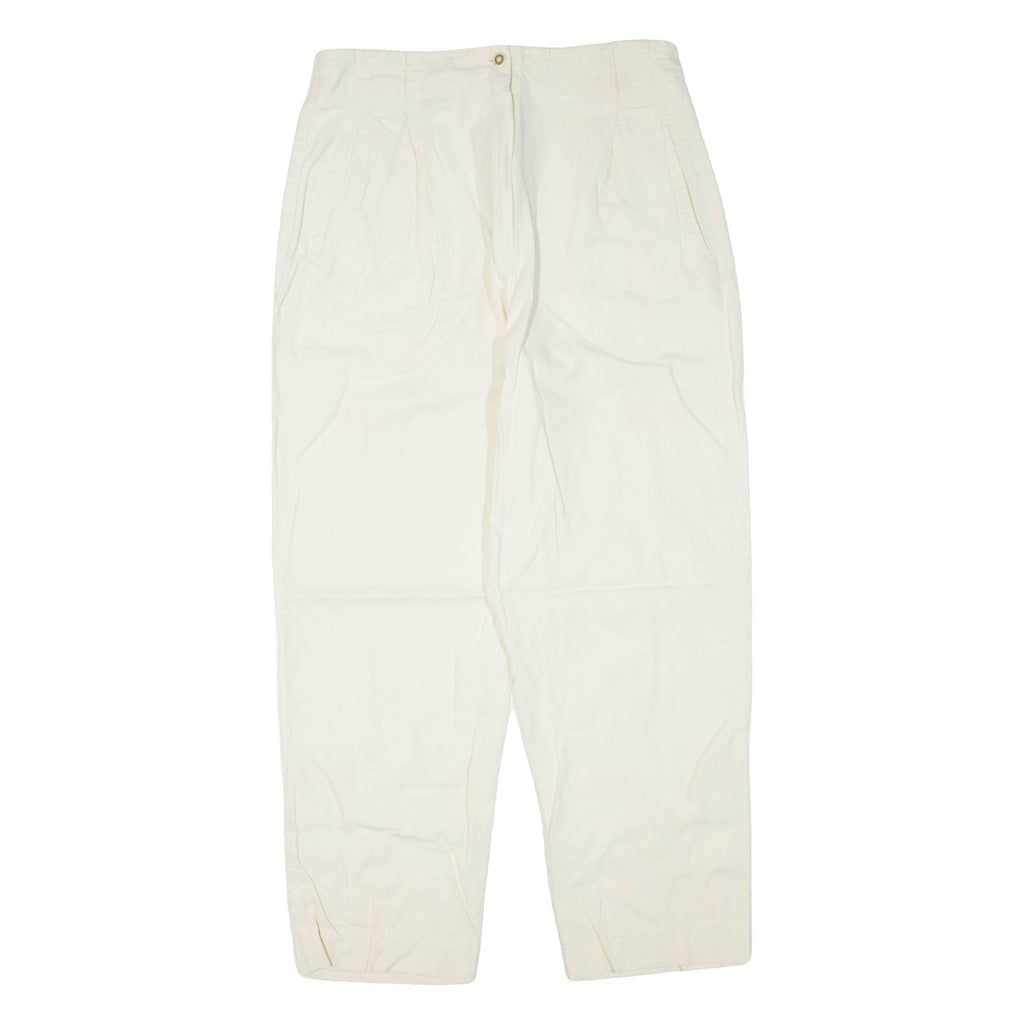 RAFAELLA Petite Womens Trousers Cream Regular Tapered Linen W30 L26