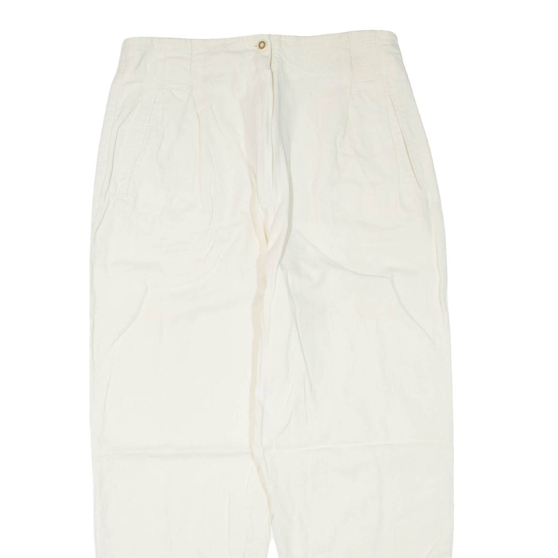 RAFAELLA Petite Womens Trousers Cream Regular Tapered Linen W30 L26