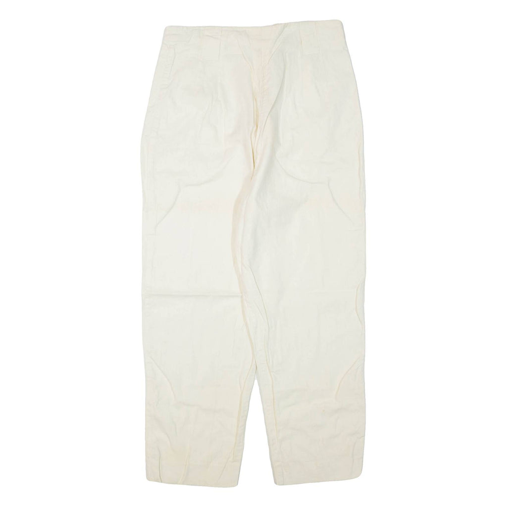 RAFAELLA Petite Womens Trousers Cream Regular Tapered Linen W30 L26