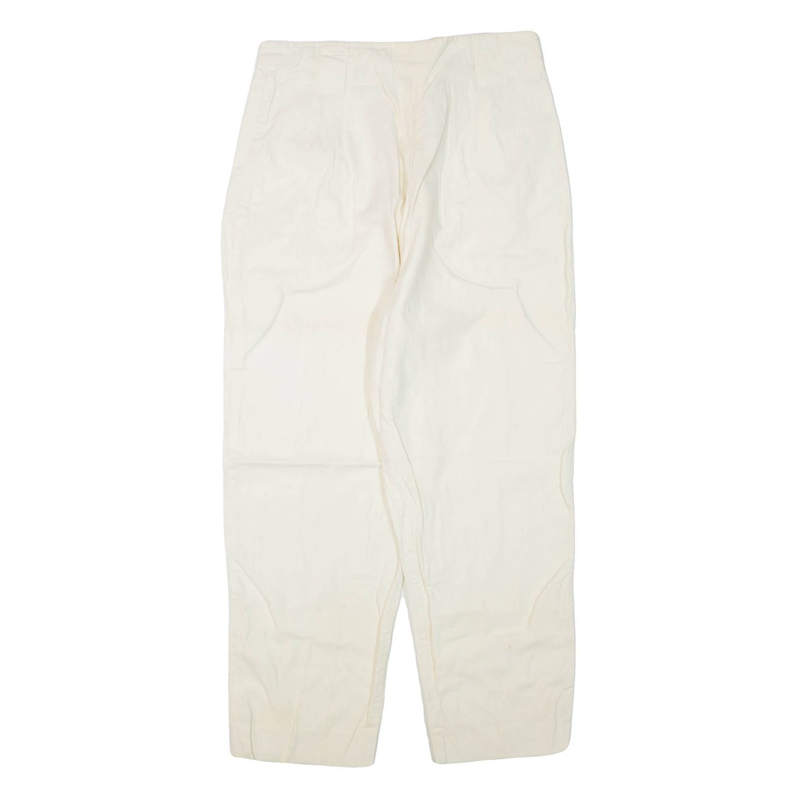 RAFAELLA Petite Womens Trousers Cream Regular Tapered Linen W30 L26