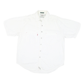 PROLEN Mens White Shirt L Cotton Blend Short Sleeve Button Casual Workwear