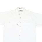 PROLEN Mens White Shirt L Cotton Blend Short Sleeve Button Casual Workwear