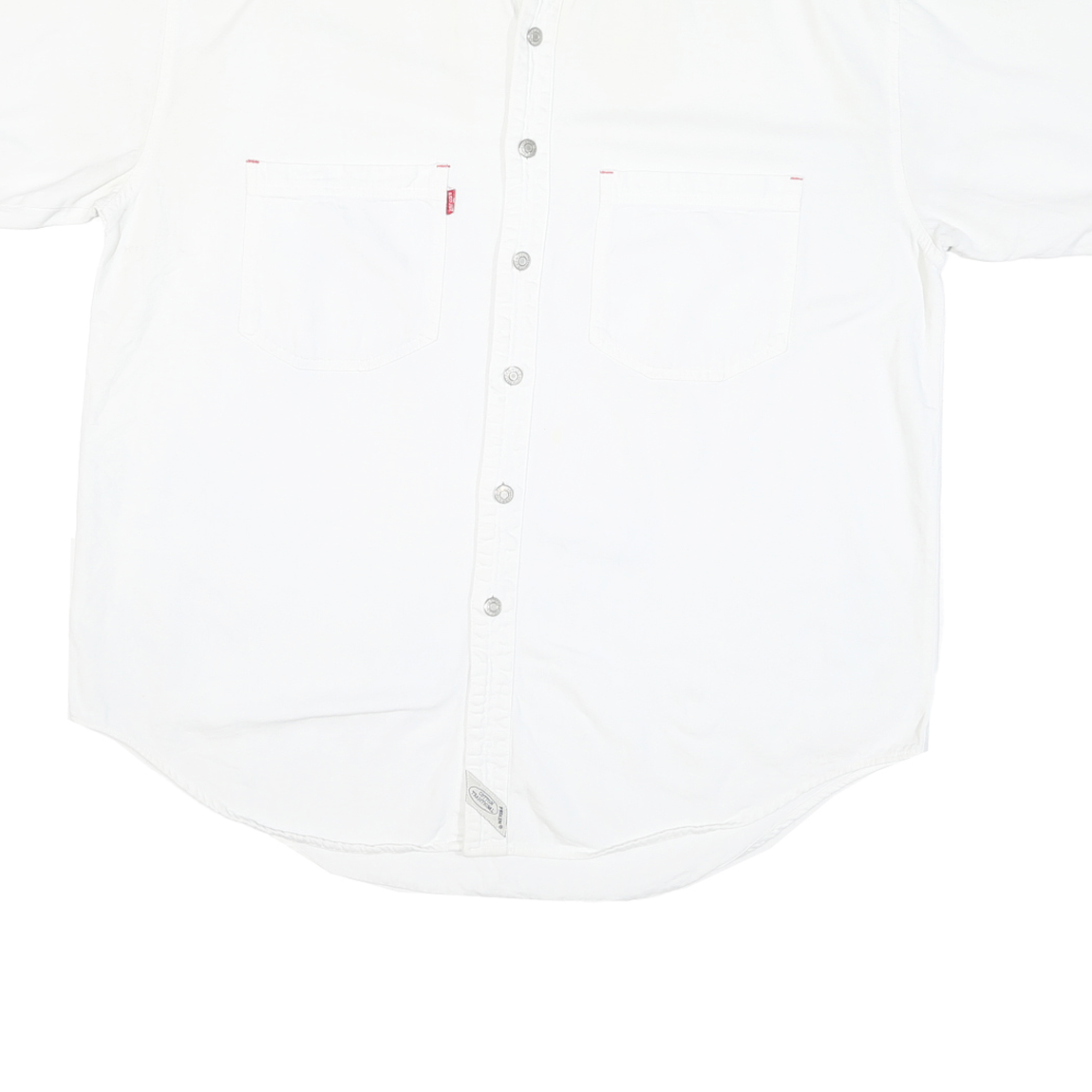 PROLEN Mens White Shirt L Cotton Blend Short Sleeve Button Casual Workwear
