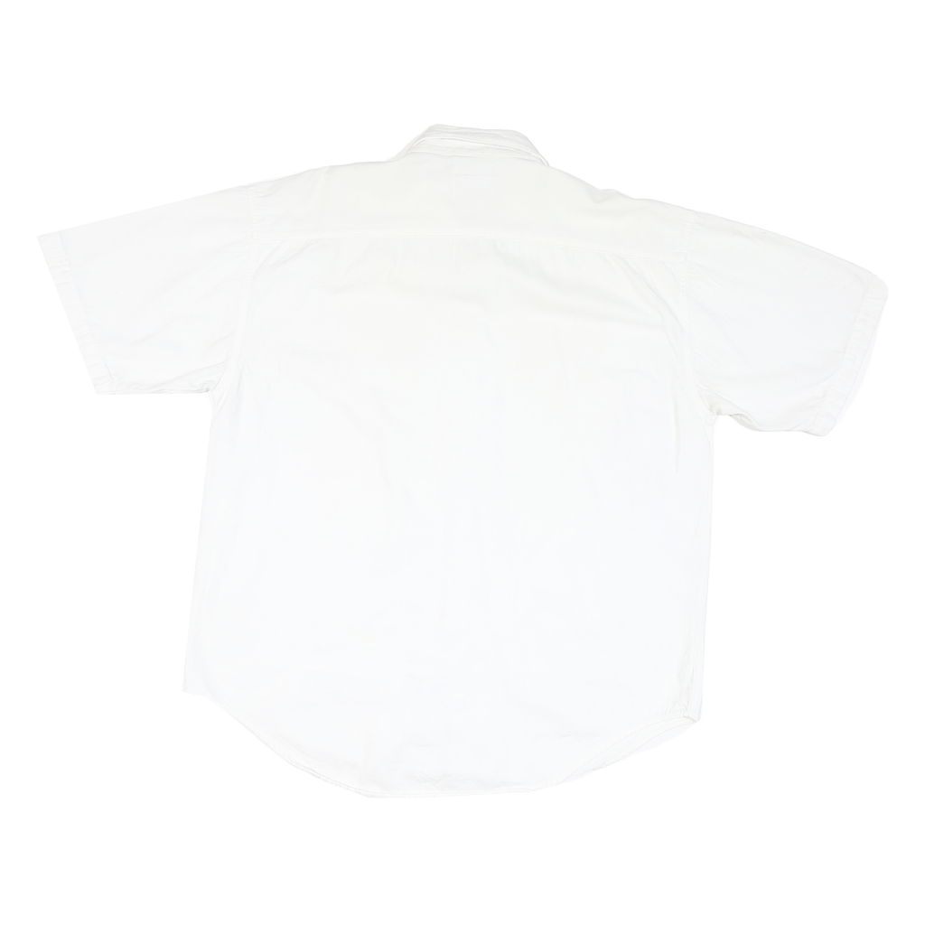 PROLEN Mens White Shirt L Cotton Blend Short Sleeve Button Casual Workwear