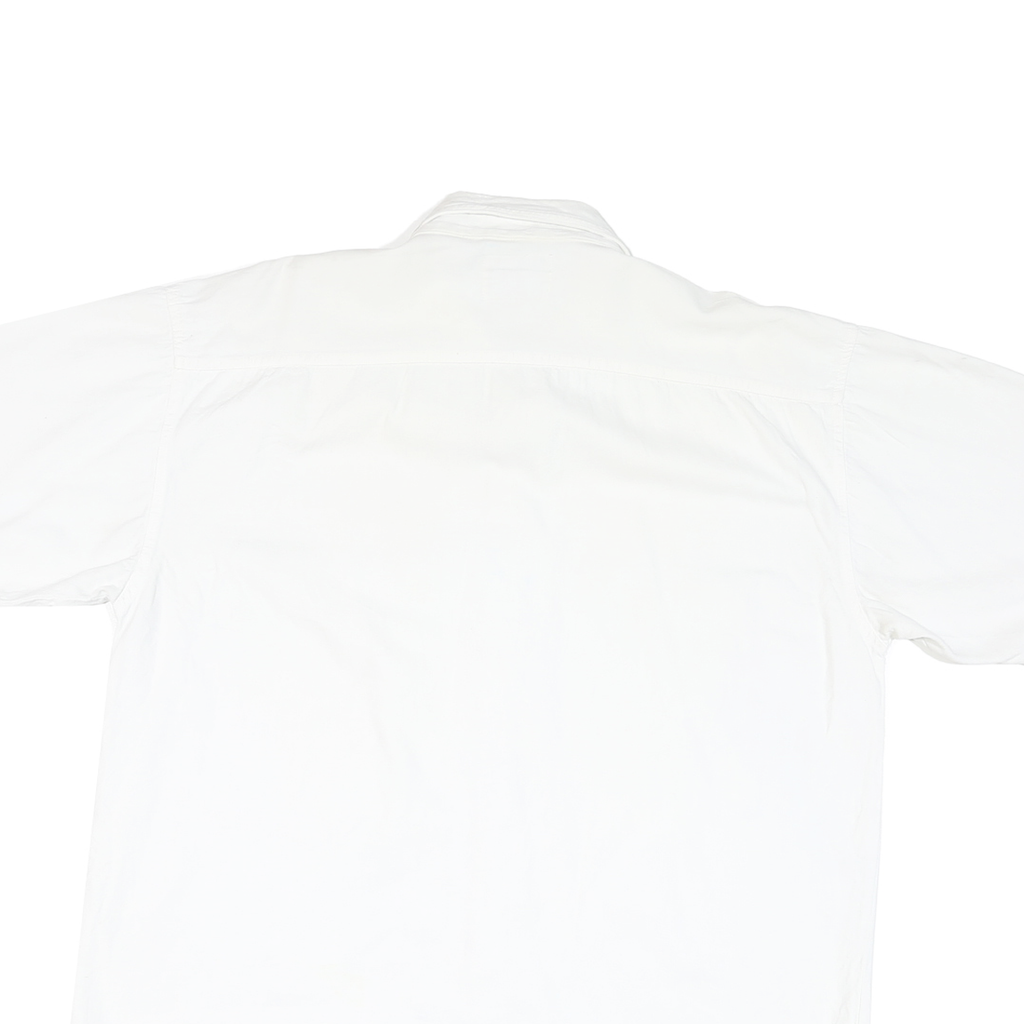 PROLEN Mens White Shirt L Cotton Blend Short Sleeve Button Casual Workwear