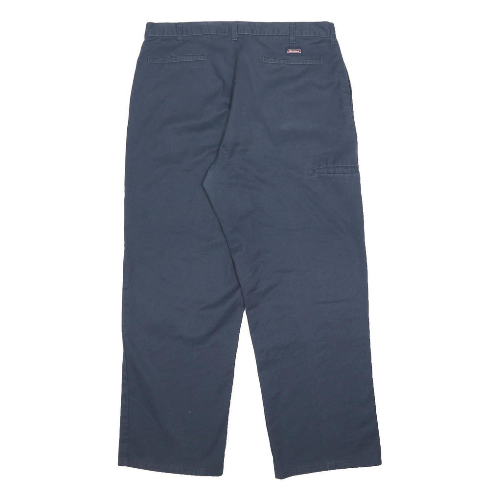 DICKIES Mens Cotton Blend Navy Relaxed Straight Trousers W38 L32 Workwear