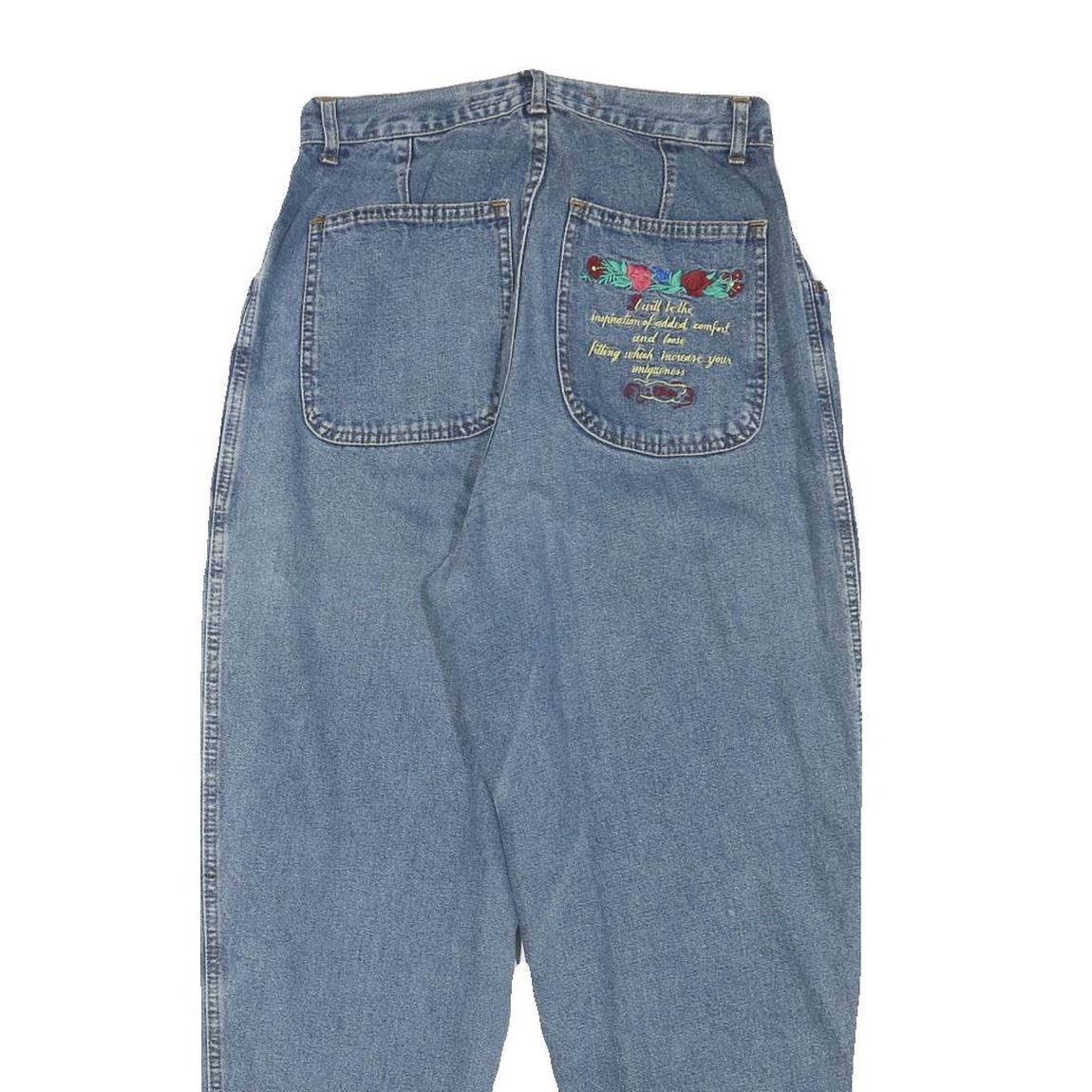 S OLIVER Womens Jeans Blue Relaxed Tapered Denim Medium W26 L26 Embroidered