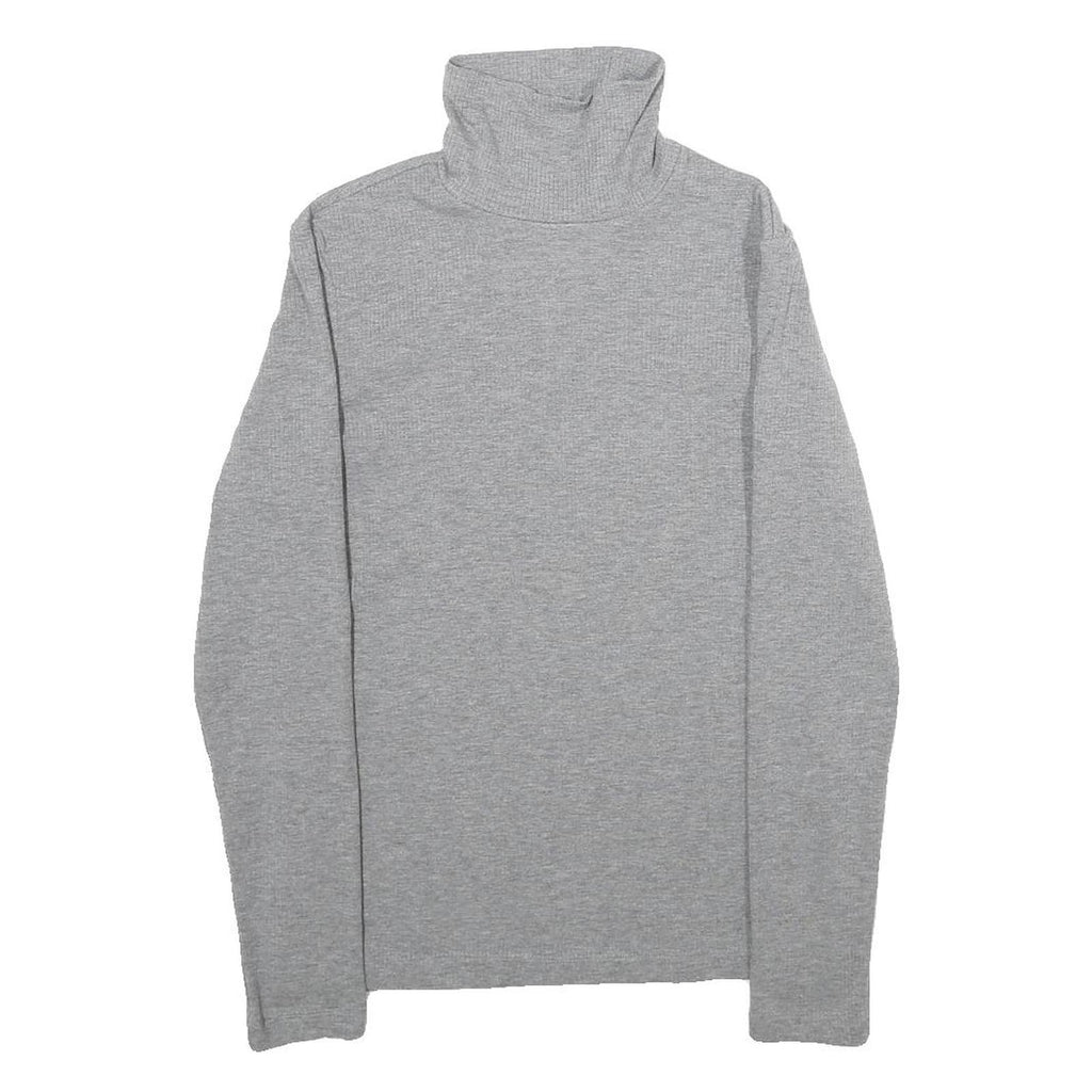 H&M Womens Grey Plain Turtleneck Basic Knit Jumper S Lightweight Soft Comfort