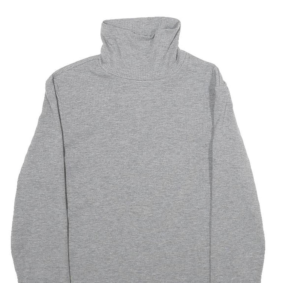 H&M Womens Grey Plain Turtleneck Basic Knit Jumper S Lightweight Soft Comfort