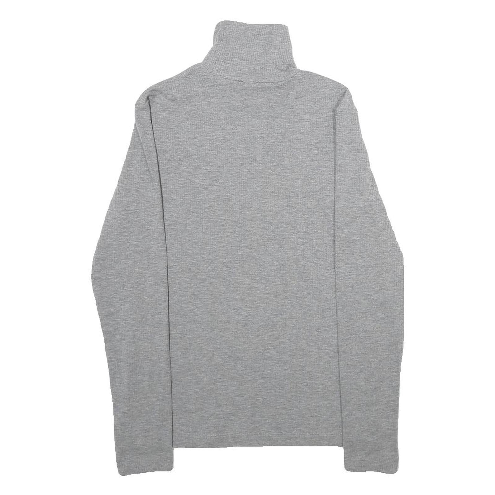 H&M Womens Grey Plain Turtleneck Basic Knit Jumper S Lightweight Soft Comfort