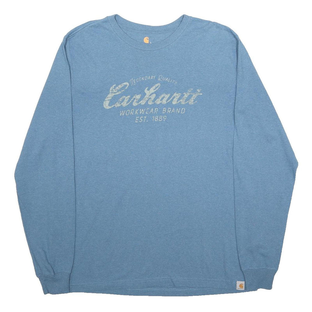 CARHARTT Mens Blue Long Sleeve Crew Neck Cotton Blend T-Shirt L Workwear