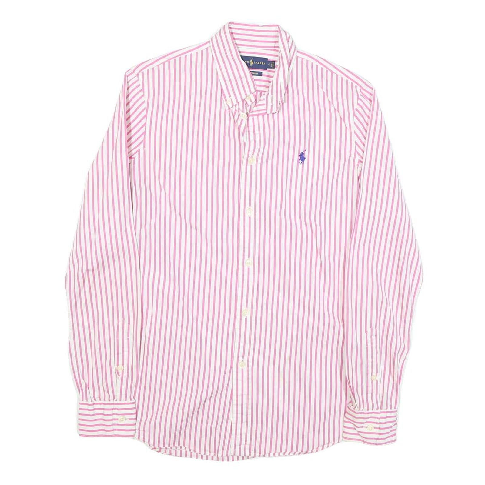 TOMMY HILFIGER Womens Pink & White Striped Shirt UK 6 Button Down Collar Cotton