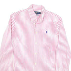TOMMY HILFIGER Womens Pink & White Striped Shirt UK 6 Button Down Collar Cotton