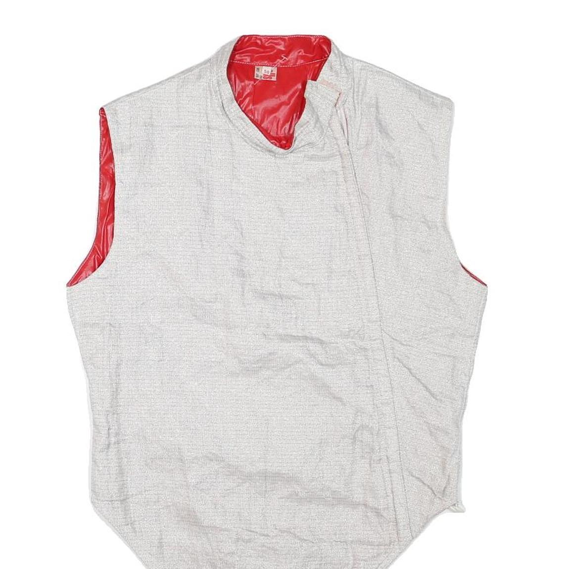 ALLSTAR Womens White & Red Sleeveless Zip Jacket S Polyester Blend Unique Design