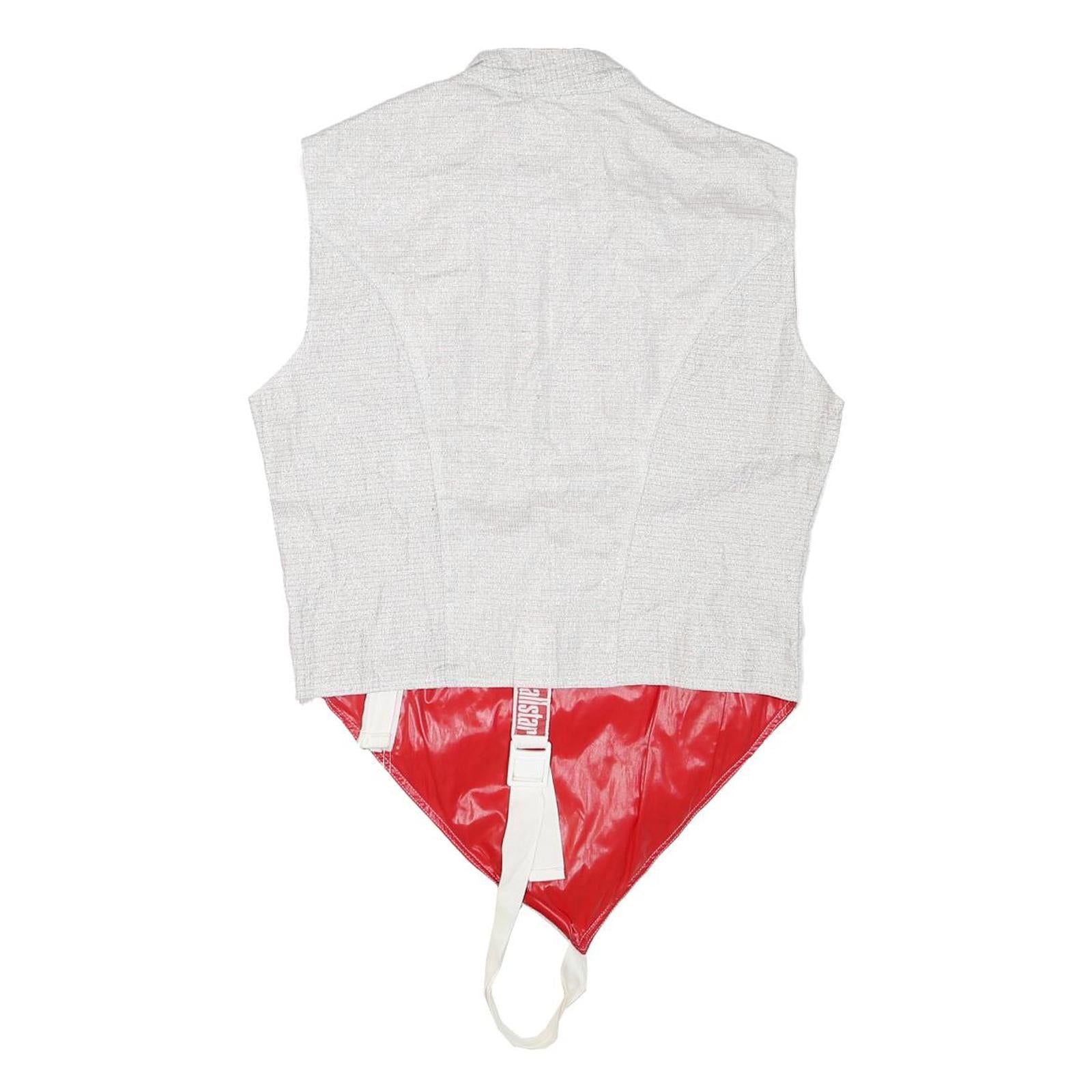 ALLSTAR Womens White & Red Sleeveless Zip Jacket S Polyester Blend Unique Design
