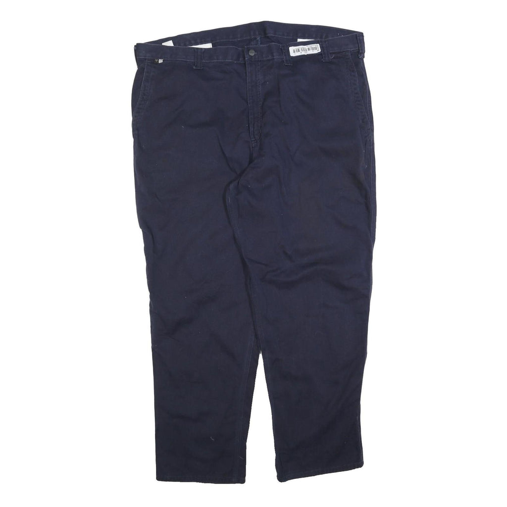 CARHARTT Mens Relaxed Navy Blue Cotton Blend Trousers W46 L32 Workwear Zip