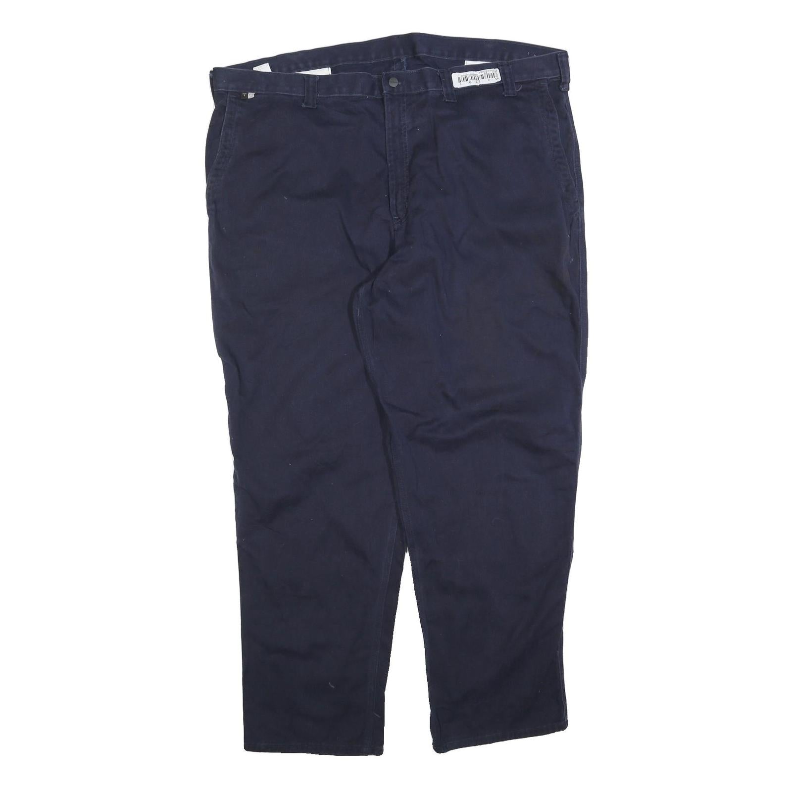 CARHARTT Mens Relaxed Navy Blue Cotton Blend Trousers W46 L32 Workwear Zip