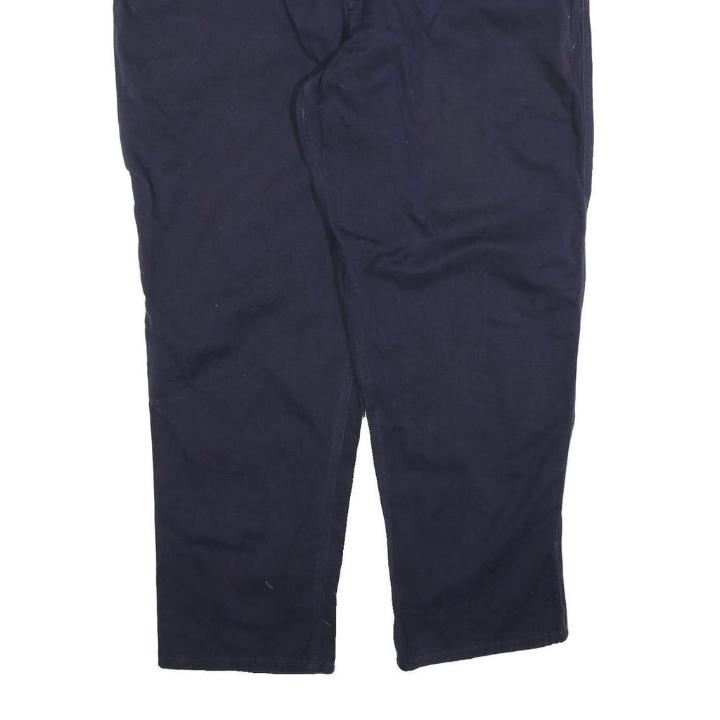 CARHARTT Mens Relaxed Navy Blue Cotton Blend Trousers W46 L32 Workwear Zip