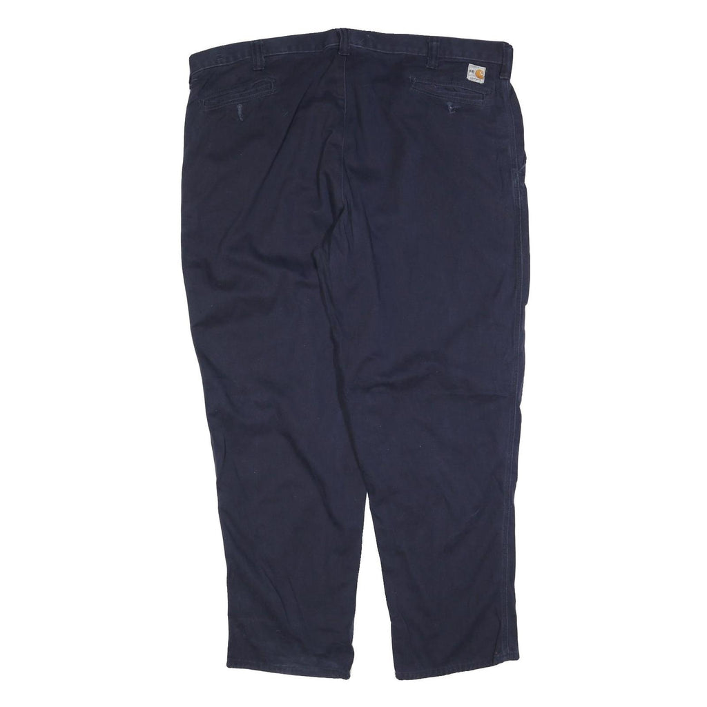 CARHARTT Mens Relaxed Navy Blue Cotton Blend Trousers W46 L32 Workwear Zip