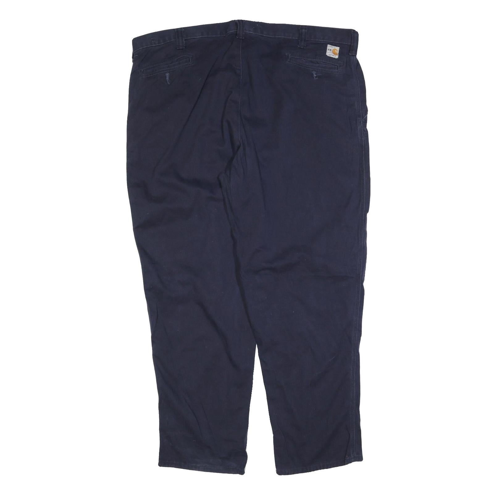 CARHARTT Mens Relaxed Navy Blue Cotton Blend Trousers W46 L32 Workwear Zip