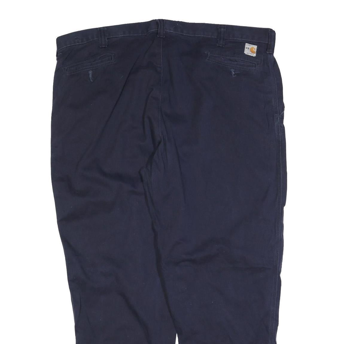 CARHARTT Mens Relaxed Navy Blue Cotton Blend Trousers W46 L32 Workwear Zip