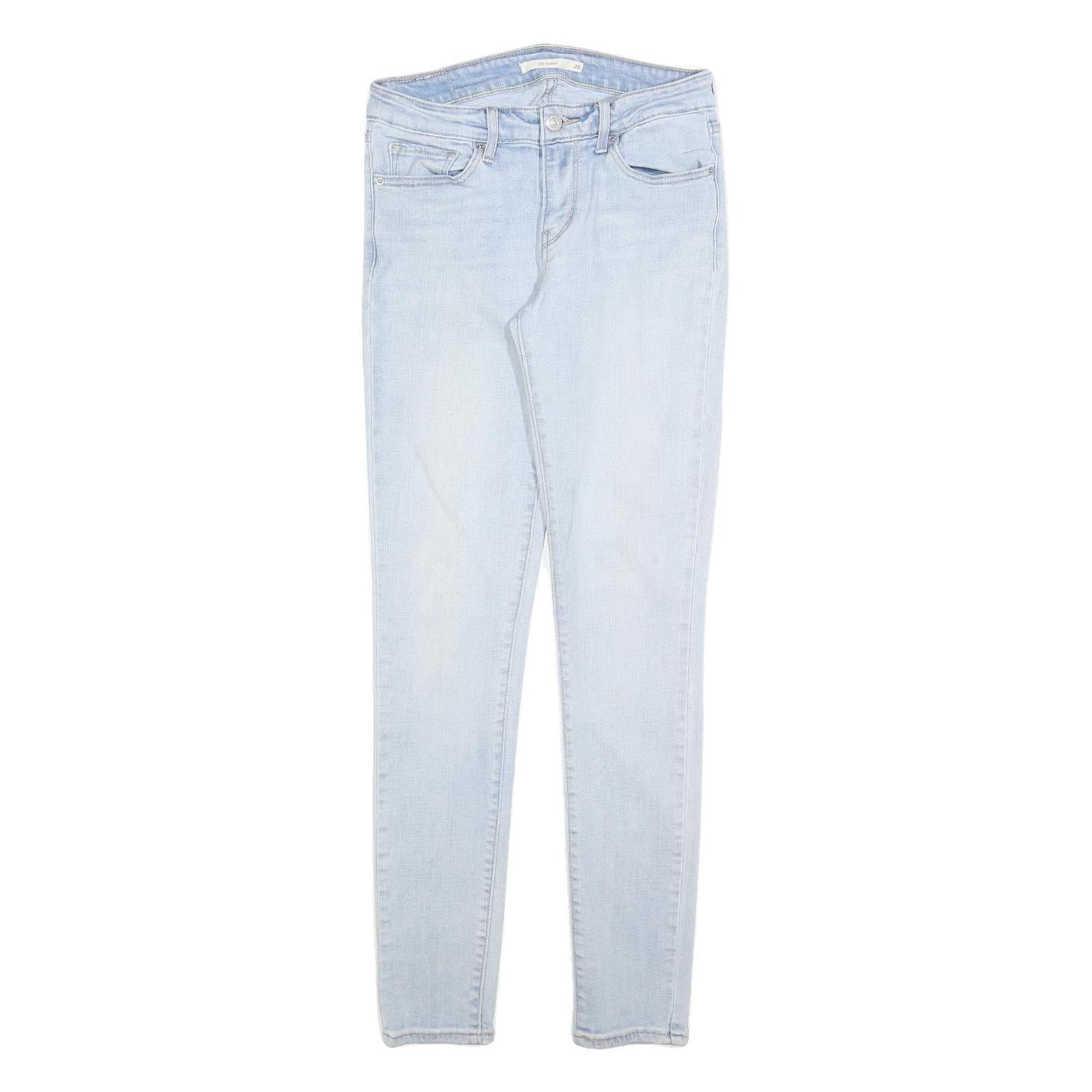 LEVI'S Womens Slim 711 Jeans Light Blue Denim W26 L30 Stretch Zip Closure