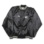 AUBURN Mens Black Satin Button XL Jacket Plain Classic Trucking Embroidered Logo