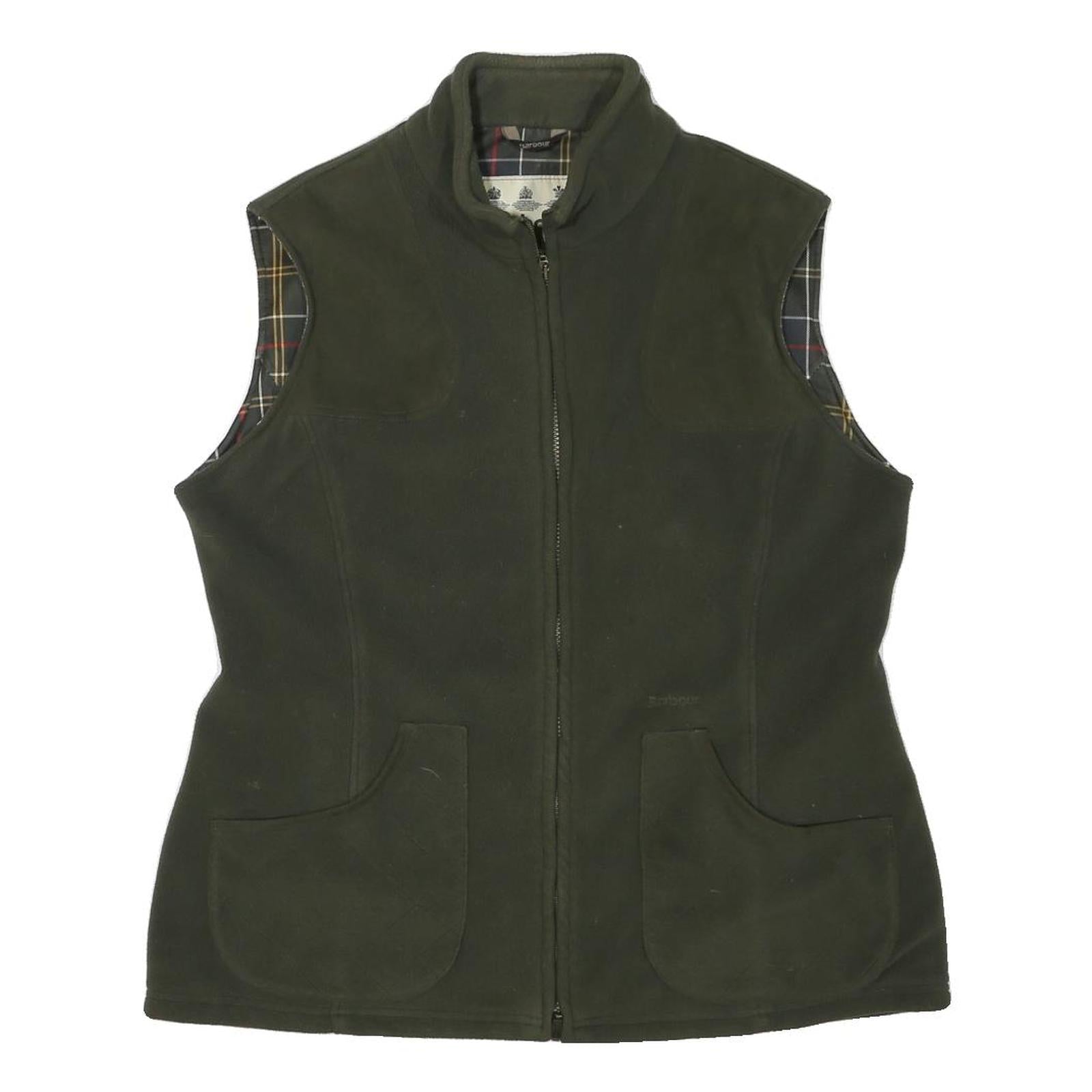 BARBOUR Womens Green L Jacket Polyester Blend Plain Zip Sleeveless Casual