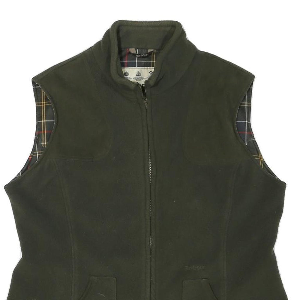 BARBOUR Womens Green L Jacket Polyester Blend Plain Zip Sleeveless Casual