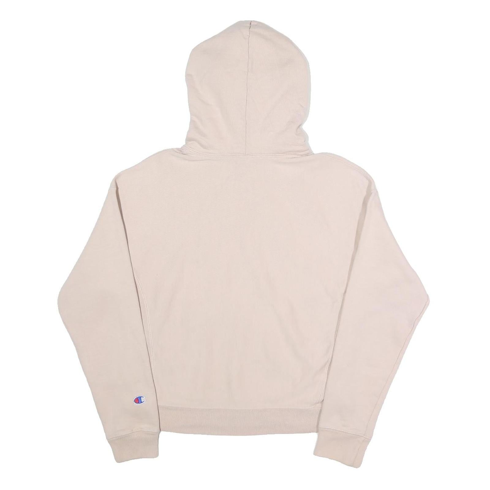 CHAMPION REVERSE WEAVE Womens Beige Pullover Hoodie M Cotton Drawstring