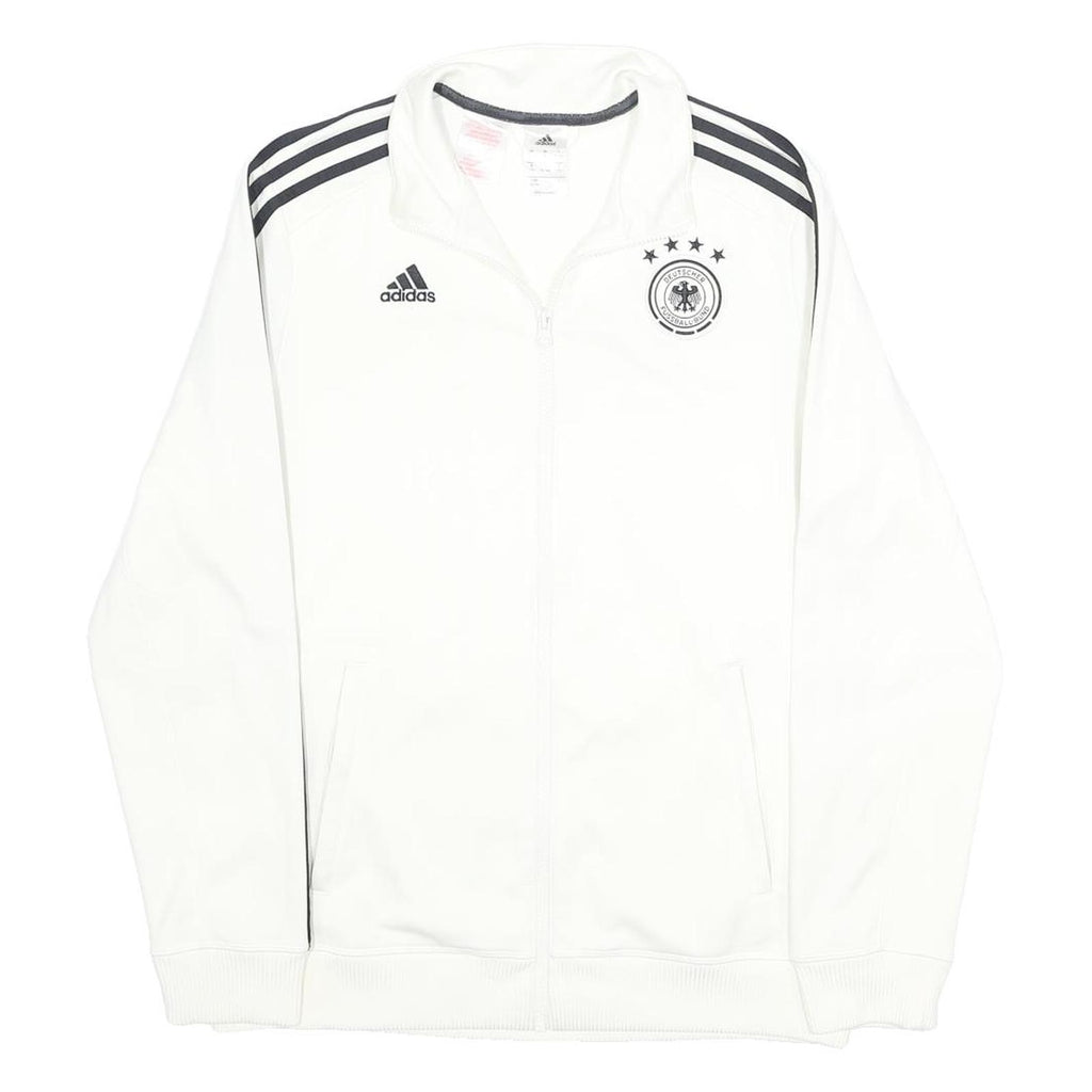 ADIDAS Boys White & Black Football Track Jacket 15-16Y Polyester Zip