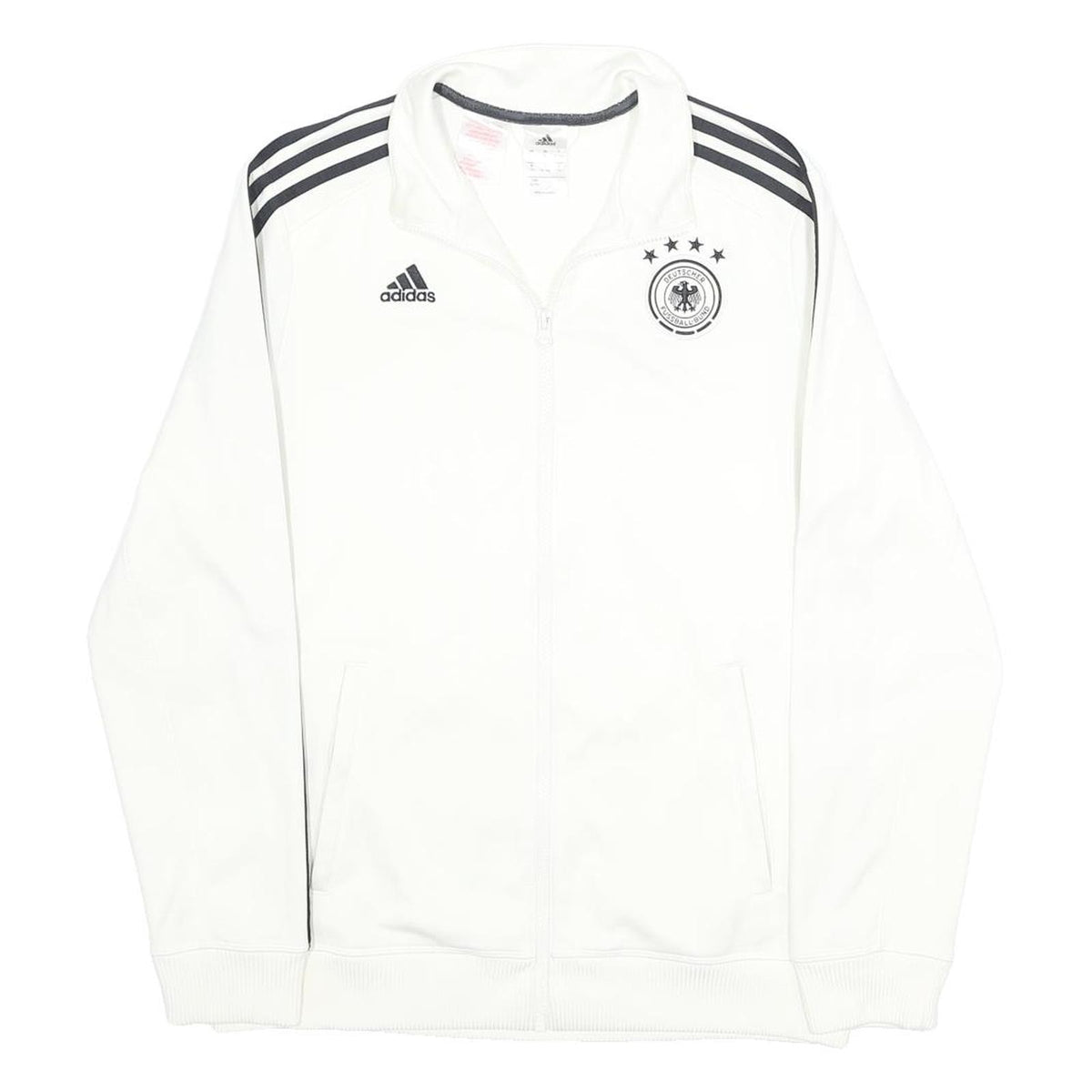 ADIDAS Boys White & Black Football Track Jacket 15-16Y Polyester Zip