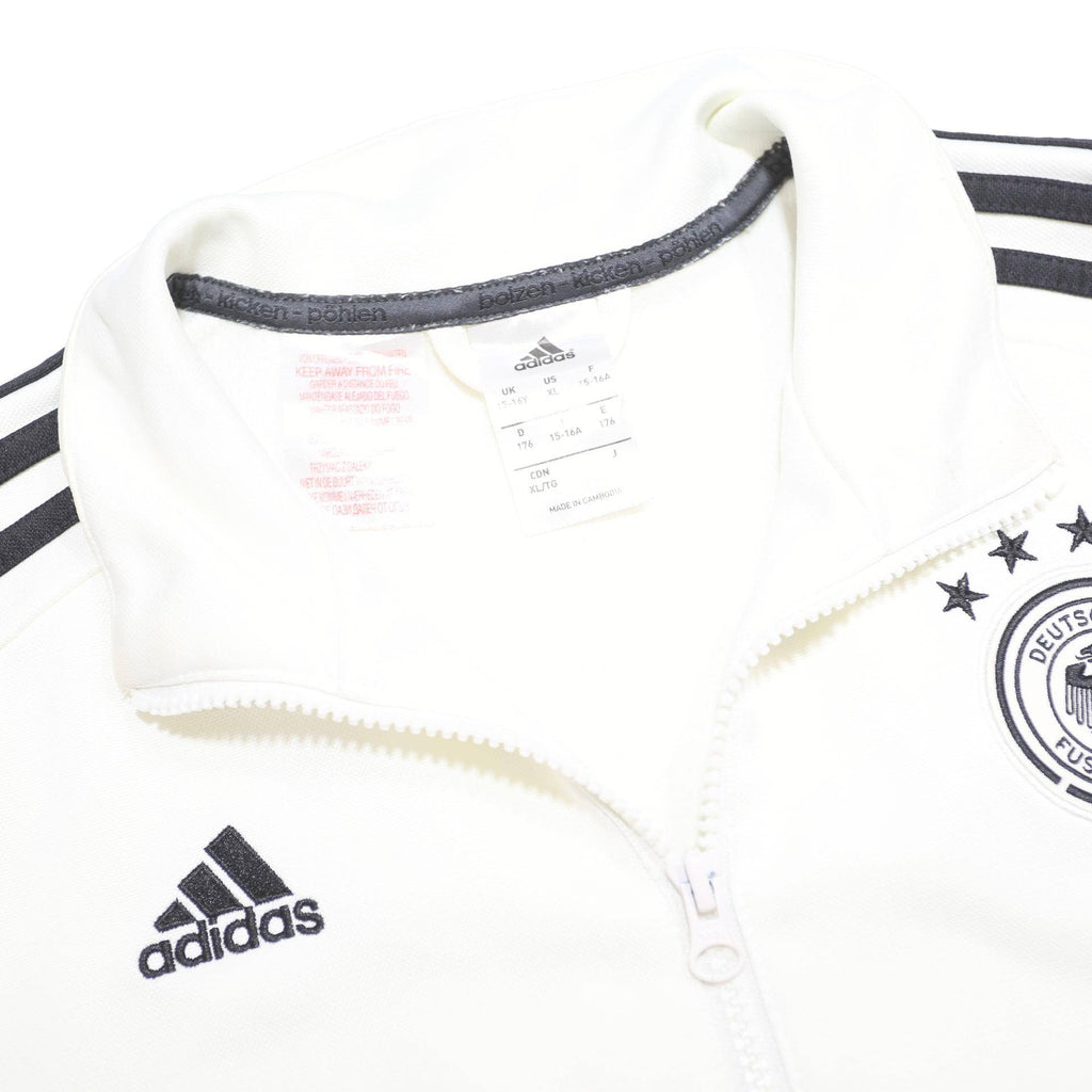 ADIDAS Boys White & Black Football Track Jacket 15-16Y Polyester Zip