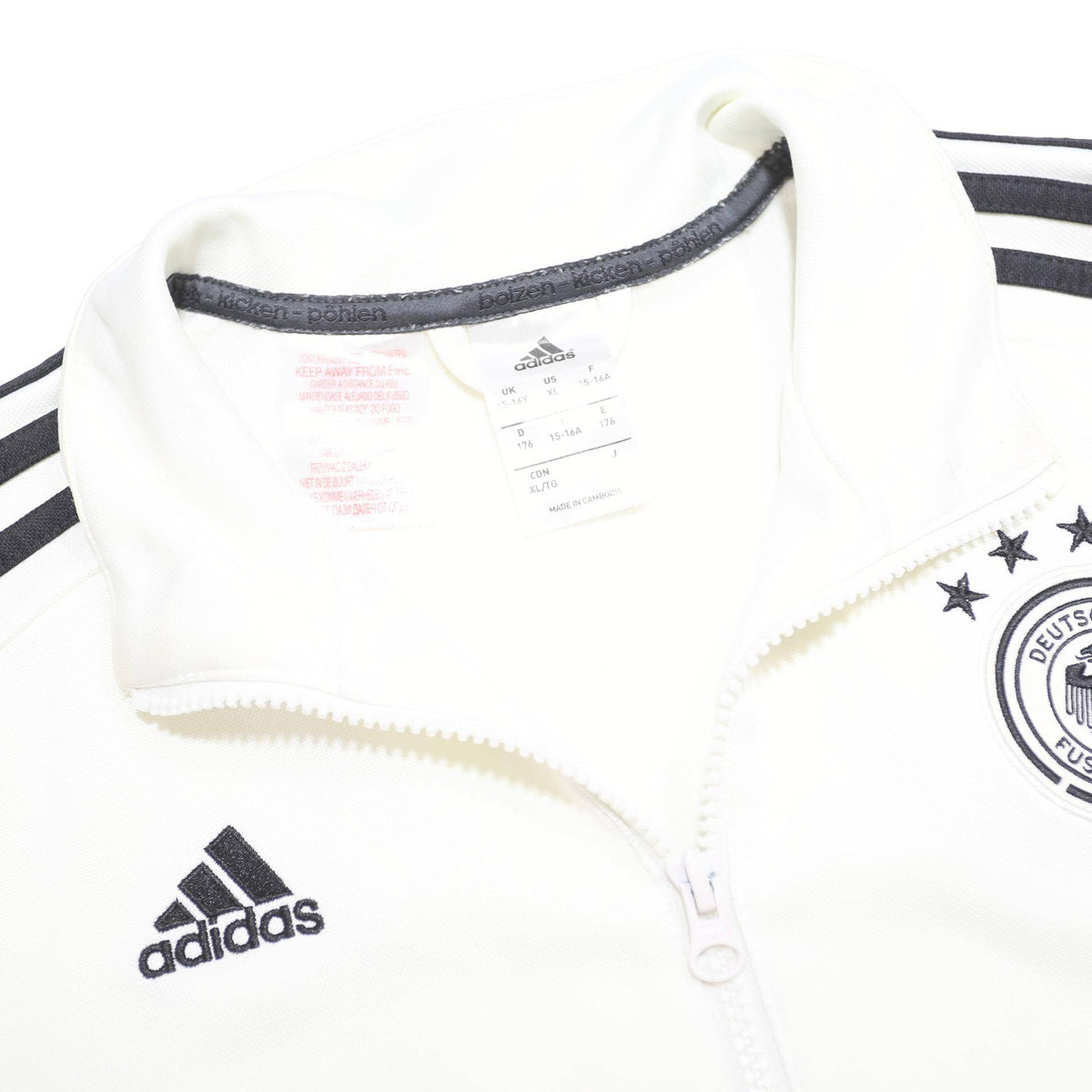 ADIDAS Boys White & Black Football Track Jacket 15-16Y Polyester Zip