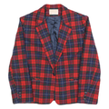 PENDLETON Womens Red & Navy Check Jacket S Wool Tailored Button Closure