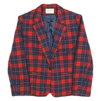 PENDLETON Womens Red & Navy Check Jacket S Wool Tailored Button Closure