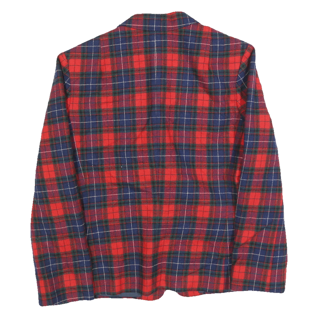 PENDLETON Womens Red & Navy Check Jacket S Wool Tailored Button Closure