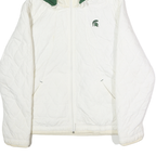 NIKE Womens White & Green Quilted Hooded Jacket XL Polyester Zip Sportswear