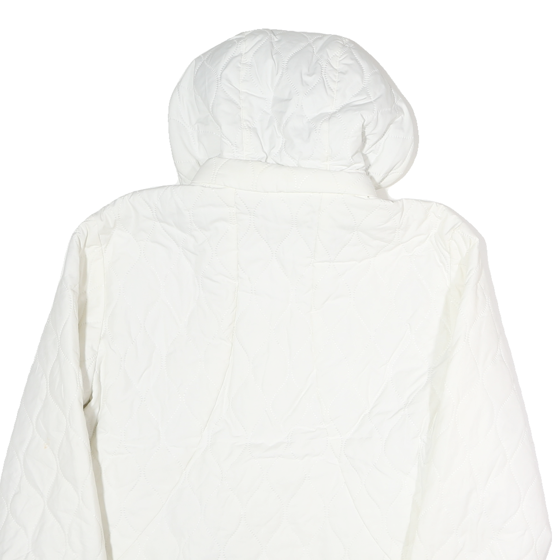 NIKE Womens White & Green Quilted Hooded Jacket XL Polyester Zip Sportswear