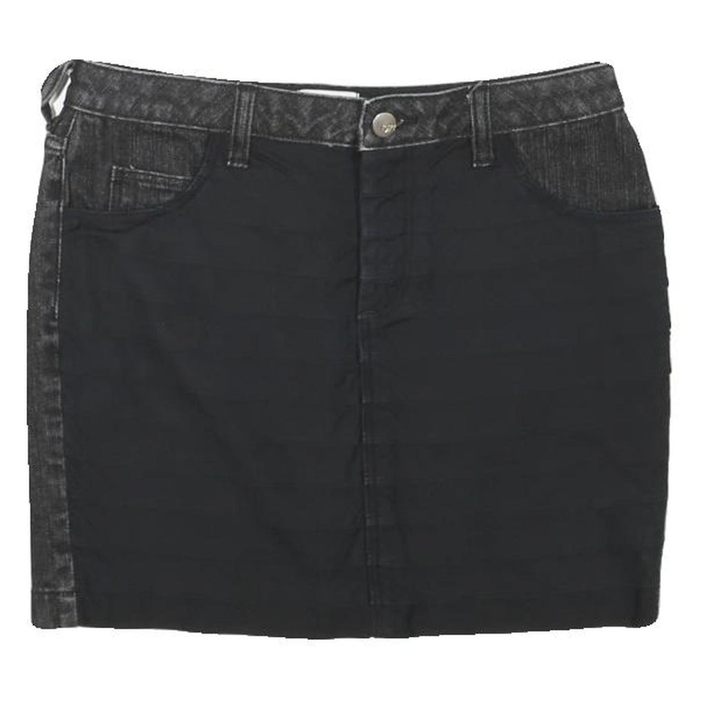REISS Womens Black Denim Mini Cotton Blend Skirt UK 6 Stylish Casual
