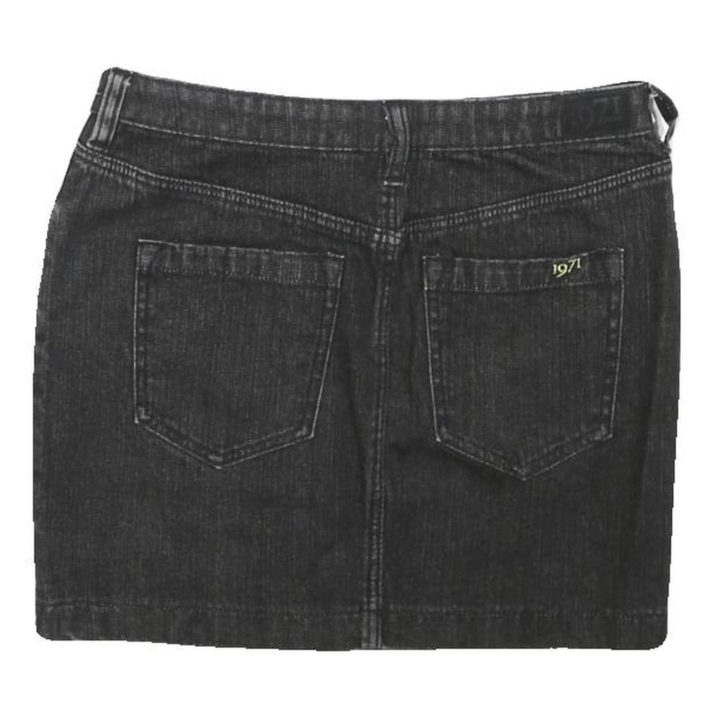 REISS Womens Black Denim Mini Cotton Blend Skirt UK 6 Stylish Casual
