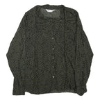 ZARA Womens Green & Black Printed Shirt Long Sleeve Collared M Animal Print