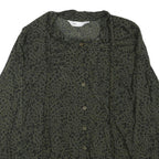 ZARA Womens Green & Black Printed Shirt Long Sleeve Collared M Animal Print