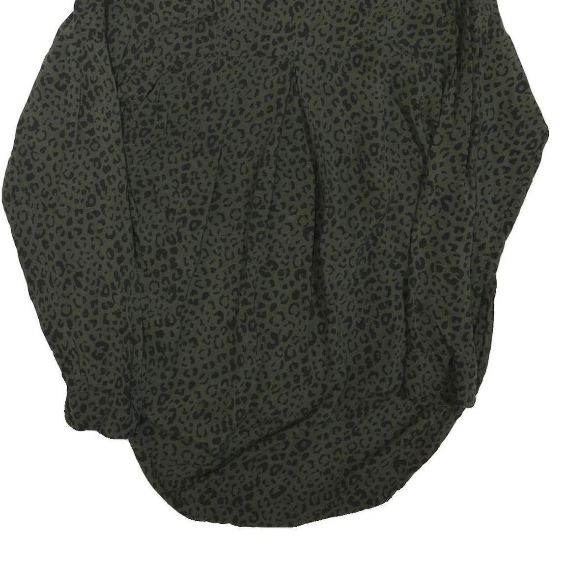 ZARA Womens Green & Black Printed Shirt Long Sleeve Collared M Animal Print