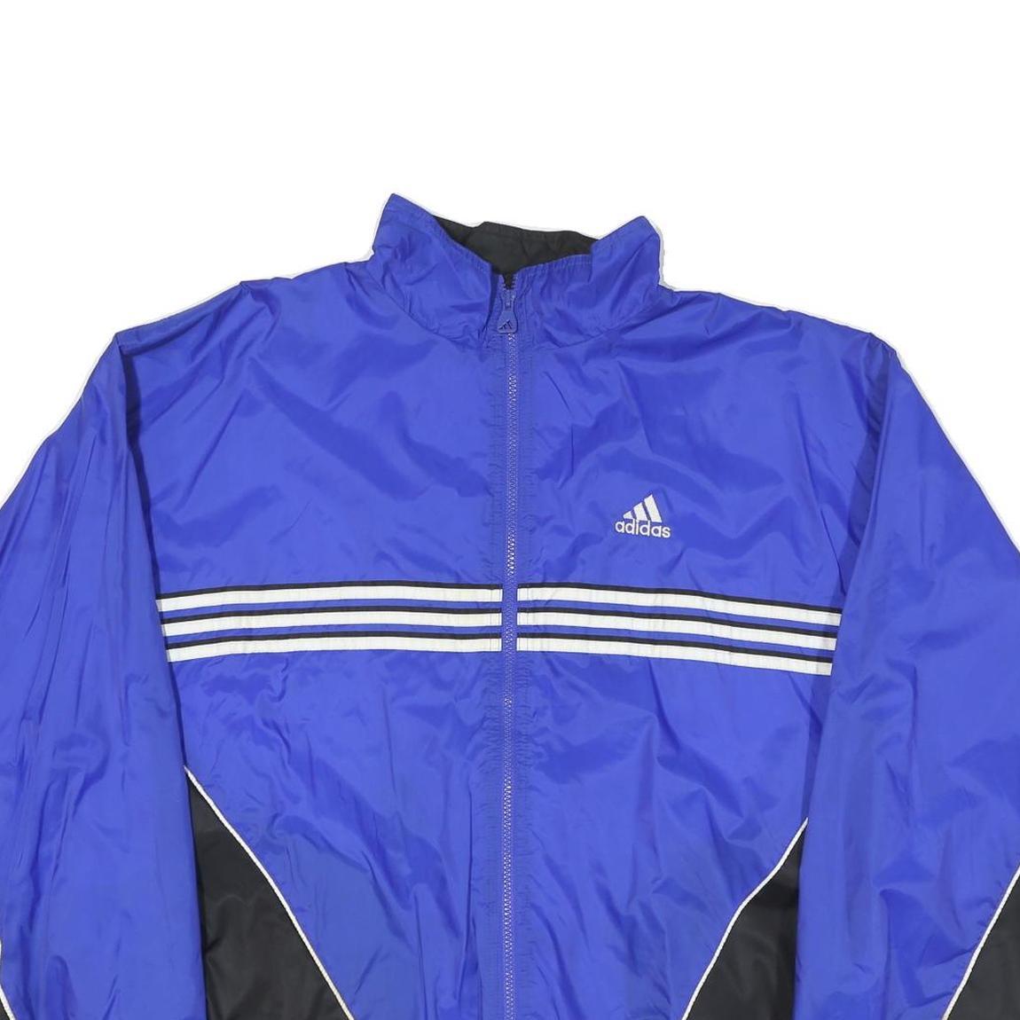 ADIDAS Mens Blue & Black Nylon Zip Jacket L Sportswear Track Windbreaker
