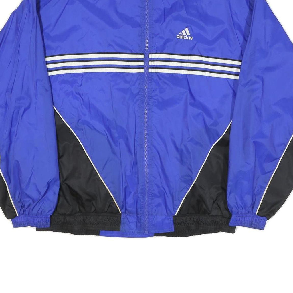 ADIDAS Mens Blue & Black Nylon Zip Jacket L Sportswear Track Windbreaker
