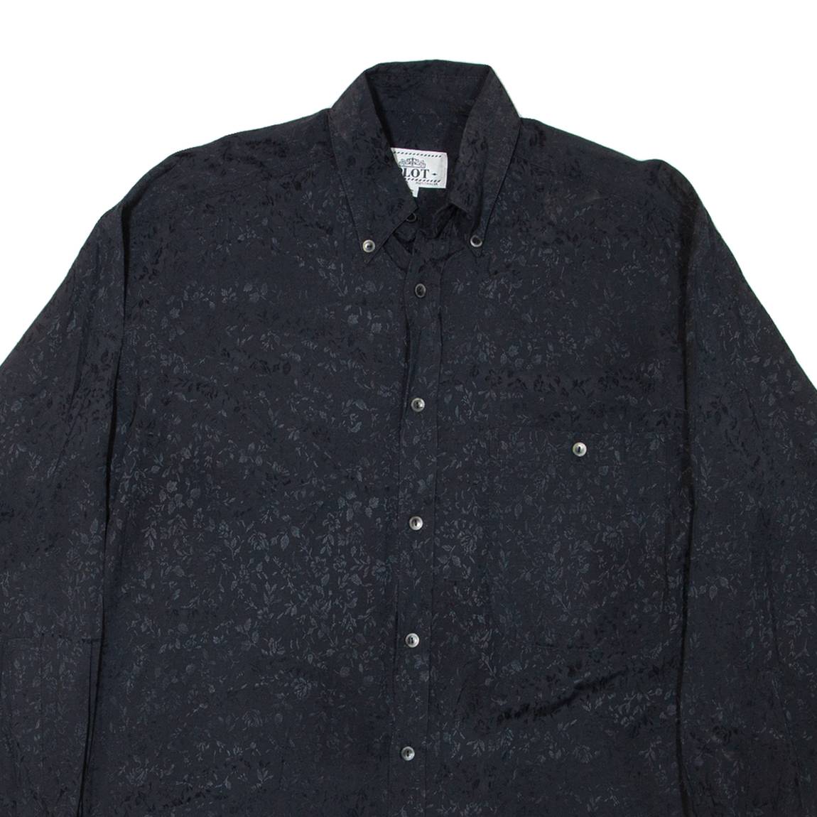 PLOT Mens Shirt Black 90s Floral Long Sleeve S