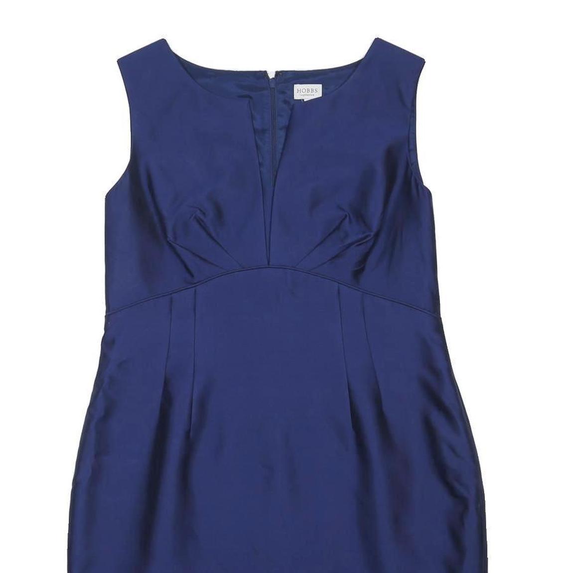 HOBBS LONDON Womens Blue Silk Blend Sleeveless Pencil Dress UK 16 Elegant Work