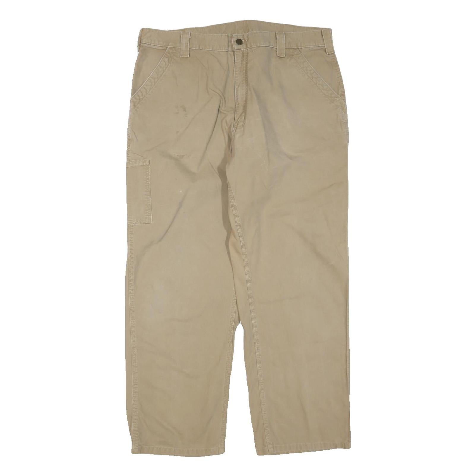 CARHARTT Mens Regular Fit Beige Cotton Blend Trousers W40 L32 Workwear Utility