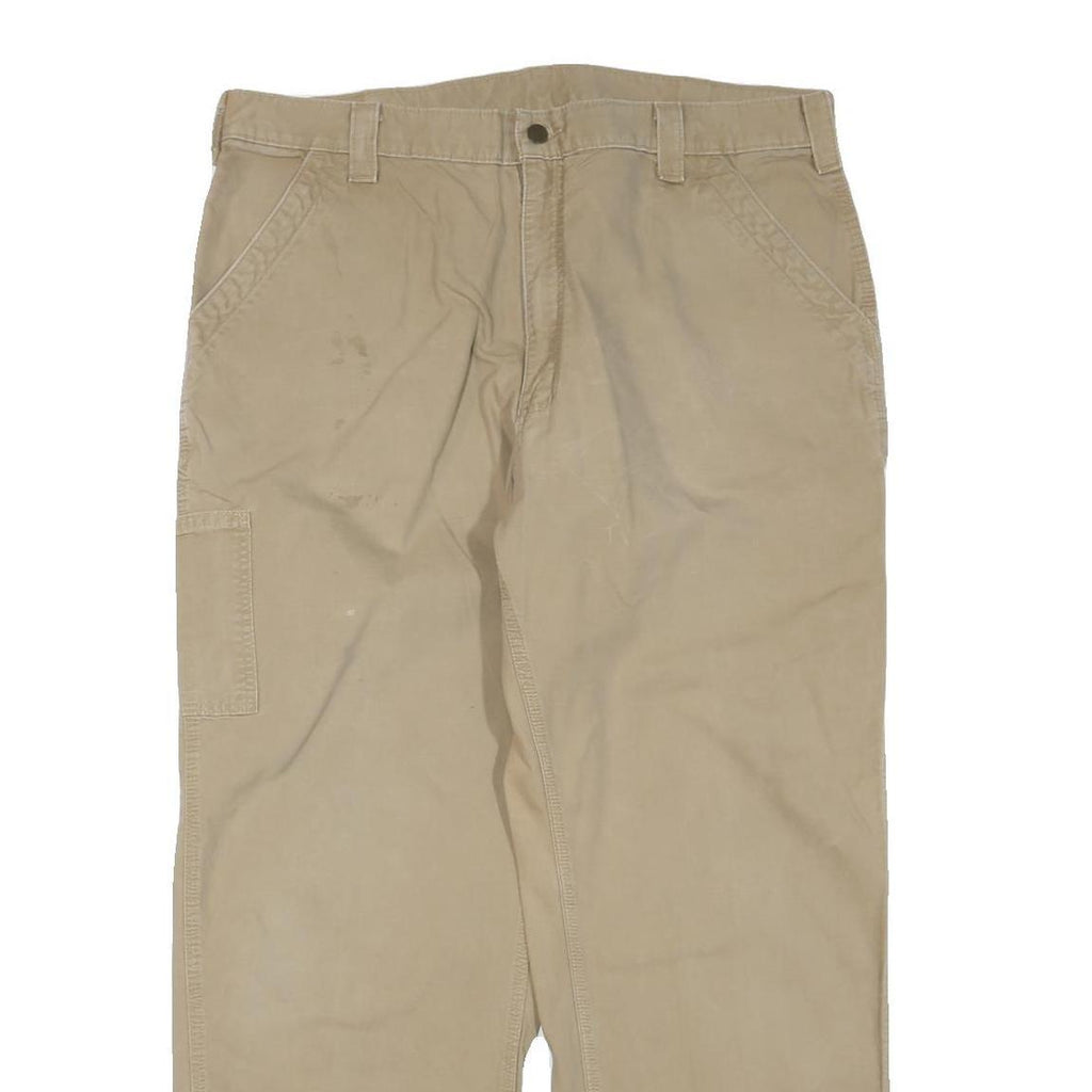 CARHARTT Mens Regular Fit Beige Cotton Blend Trousers W40 L32 Workwear Utility